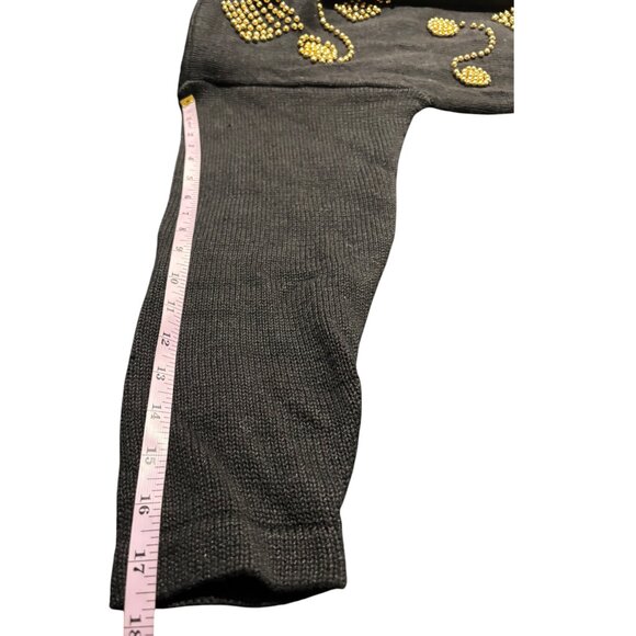 Sarah Morgan Vintage Black Knit Gold Beading Tunic Sweater Dress sz S - Picture 12 of 12